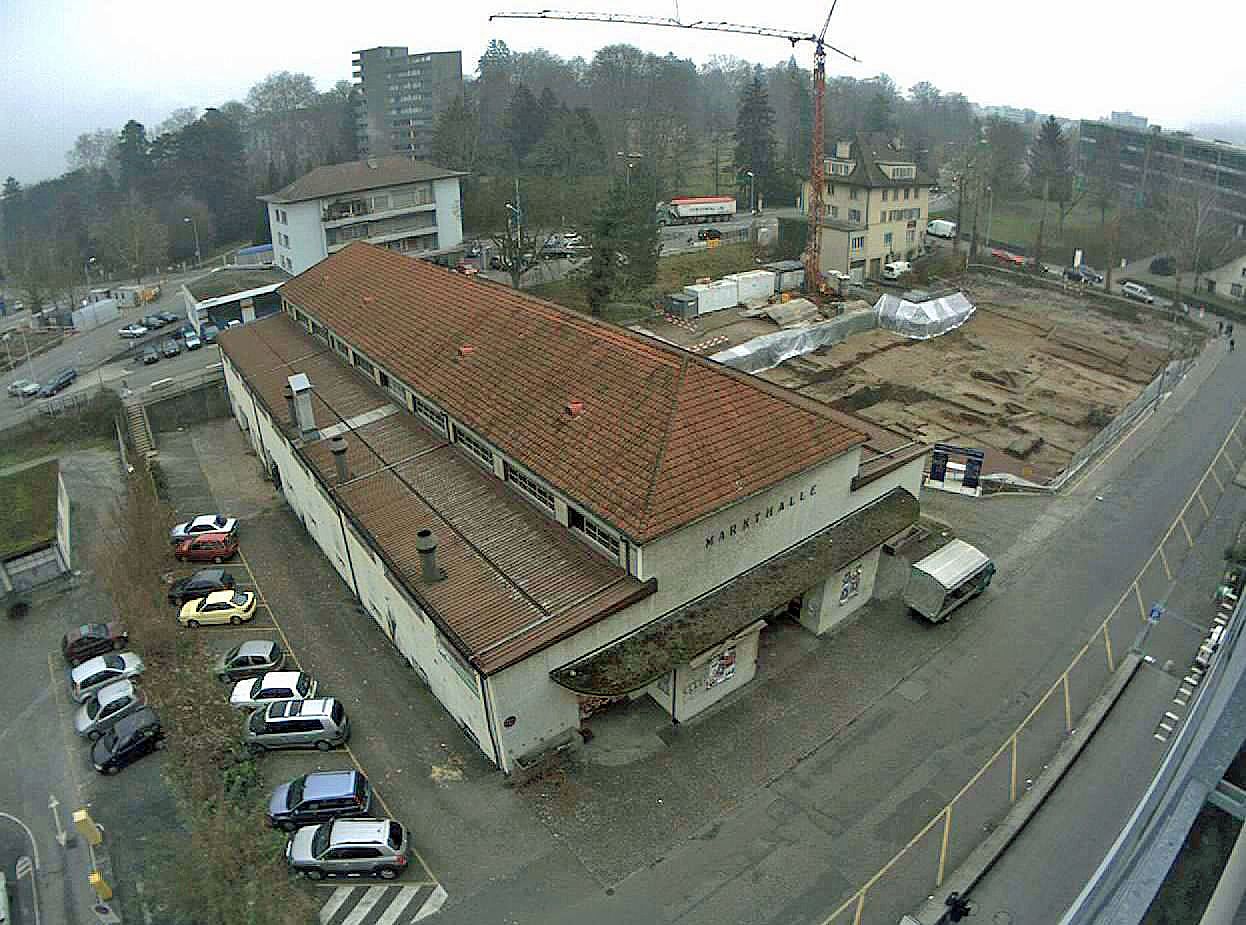 Vista aerea della vecchia sala del mercato di Windisch