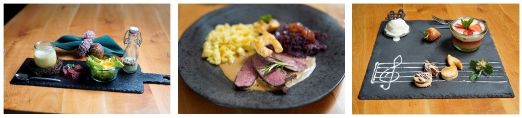 Il menu con il quale Irma Schatt è giunta in testa: una piccola zuppa con la sua insalatina e un po’ di carne secca come entrata, seguita da un piatto forte di selvaggina alla turgoviese e un dolce di ispirazione musicale.